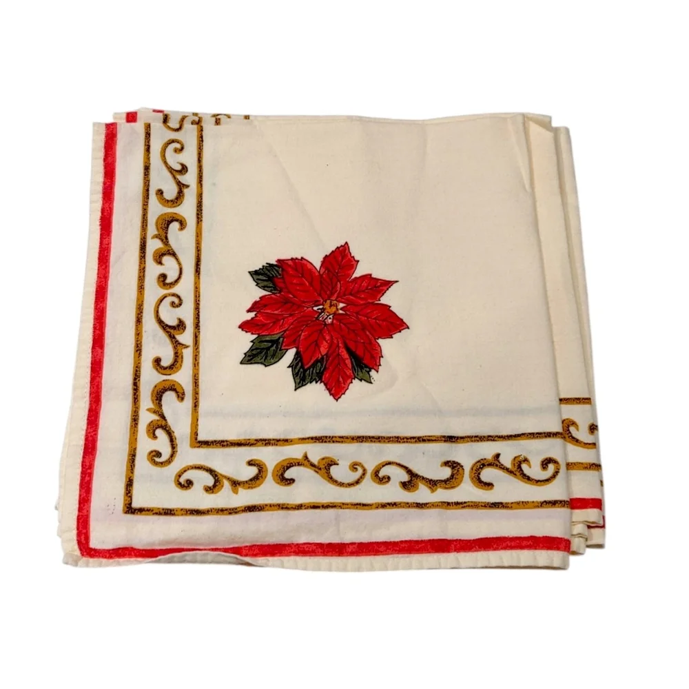 Pimpernel Poinsettia Holiday Placemat & Napkin Set With Ring Holders 4 Pieces